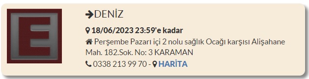 Karaman Nöbetçi Eczane 18 - 19 Haziran 2023