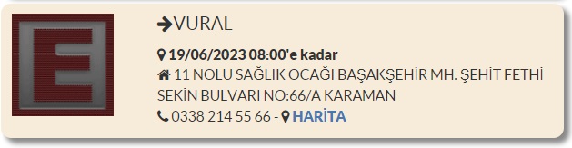 Karaman Nöbetçi Eczane 18 - 19 Haziran 2023
