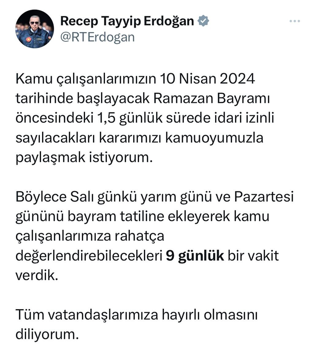 Bayram tatili kaç gün olacak