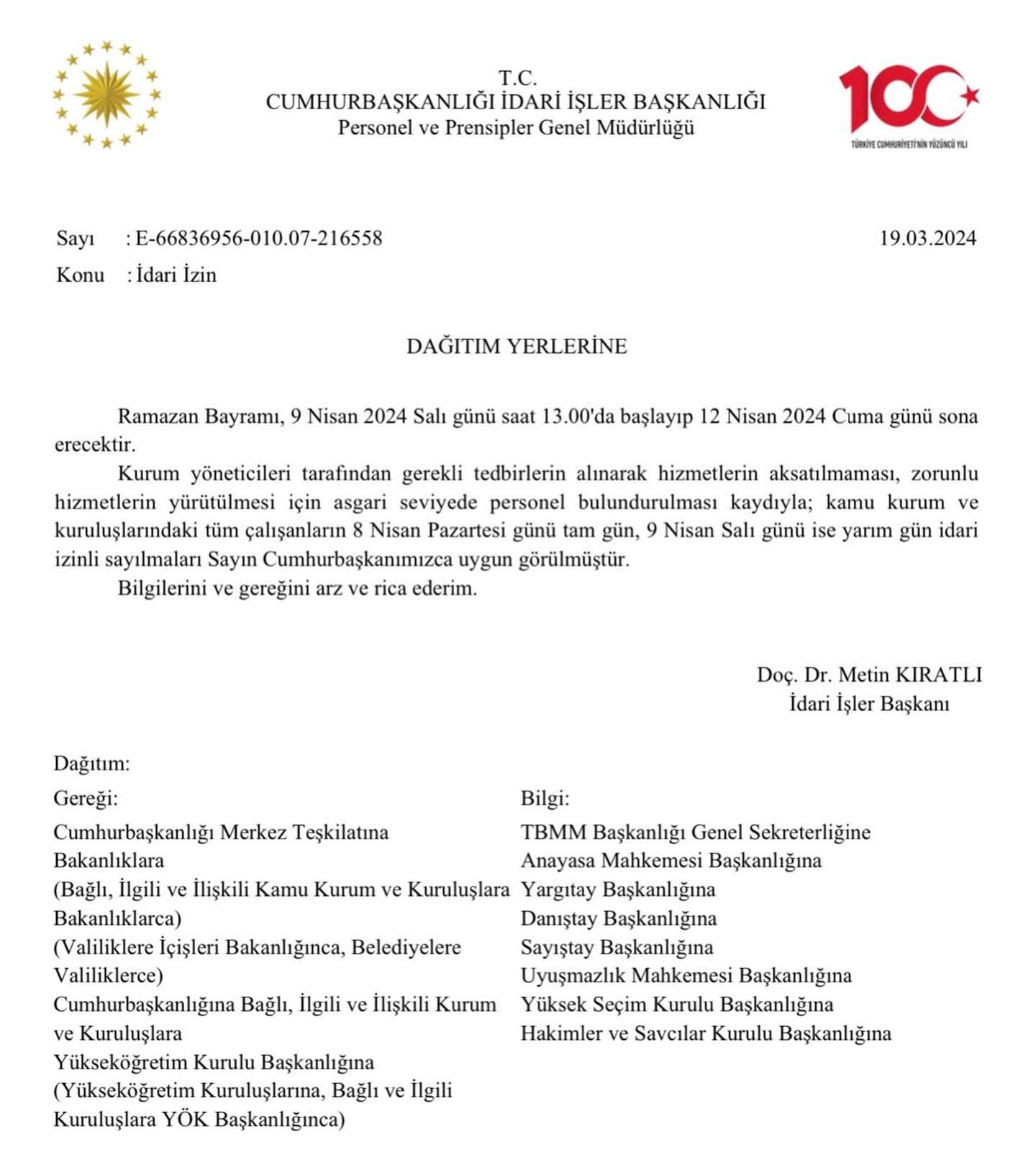 Bayram tatili kaç gün olacak