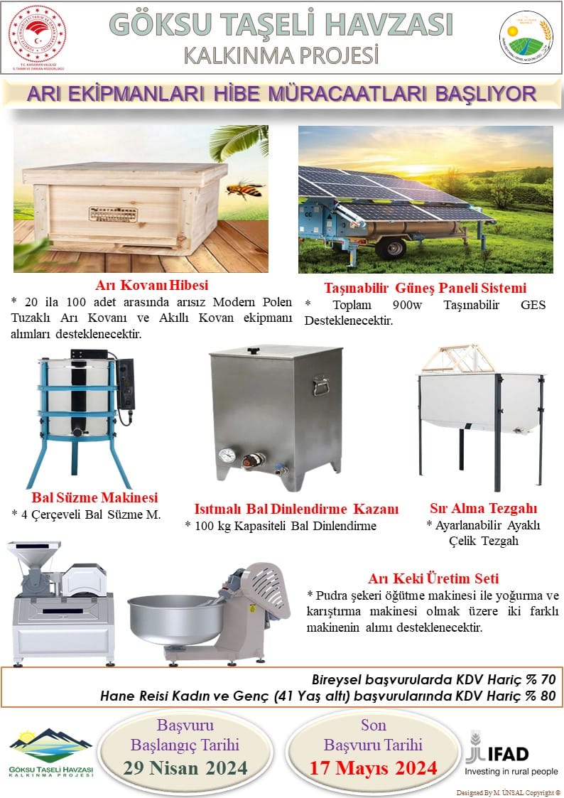 Karaman'da makine ekipman desteği verilecek