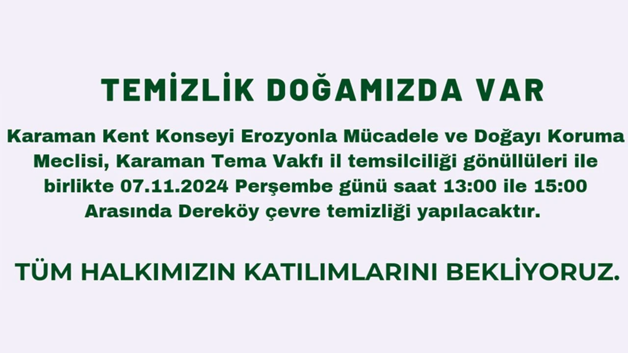 Haydi Karaman doğayı temizleyelim