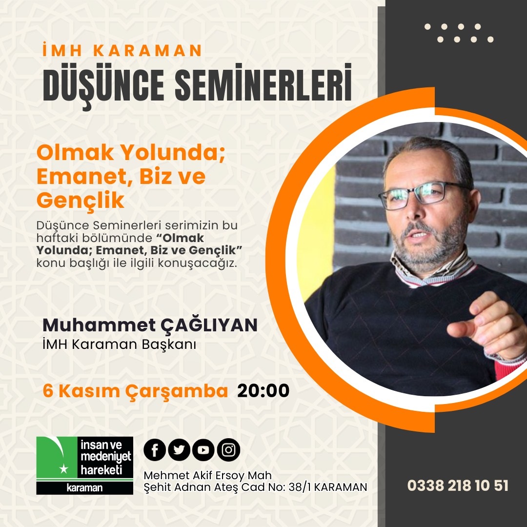 Karaman'da "Emanet biz ve gençlik" konuşulacak