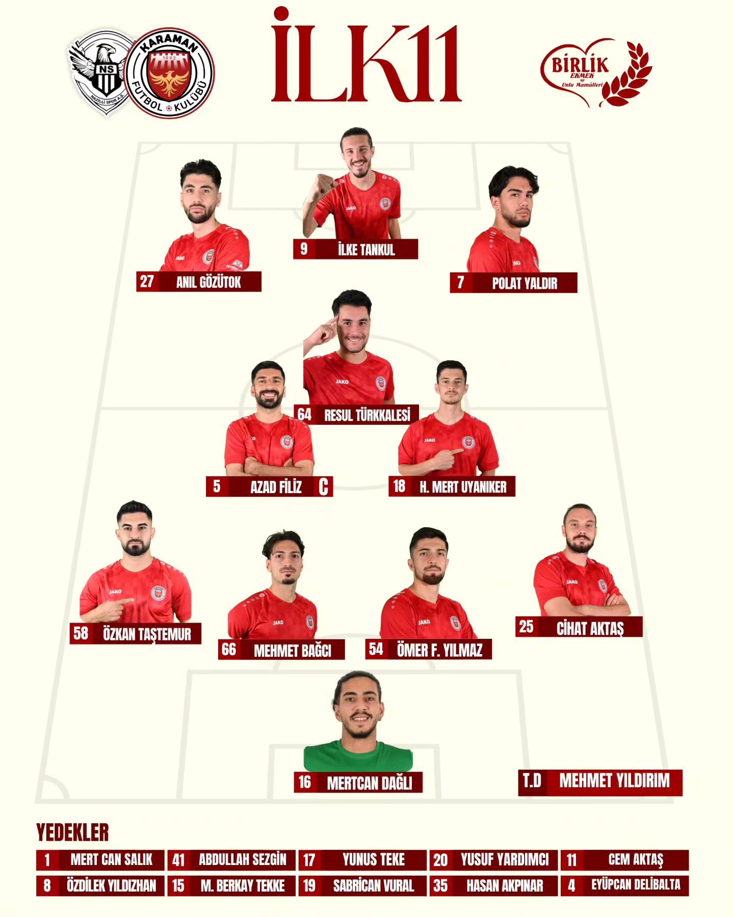 İşte temsilcimizin ilk 11'i