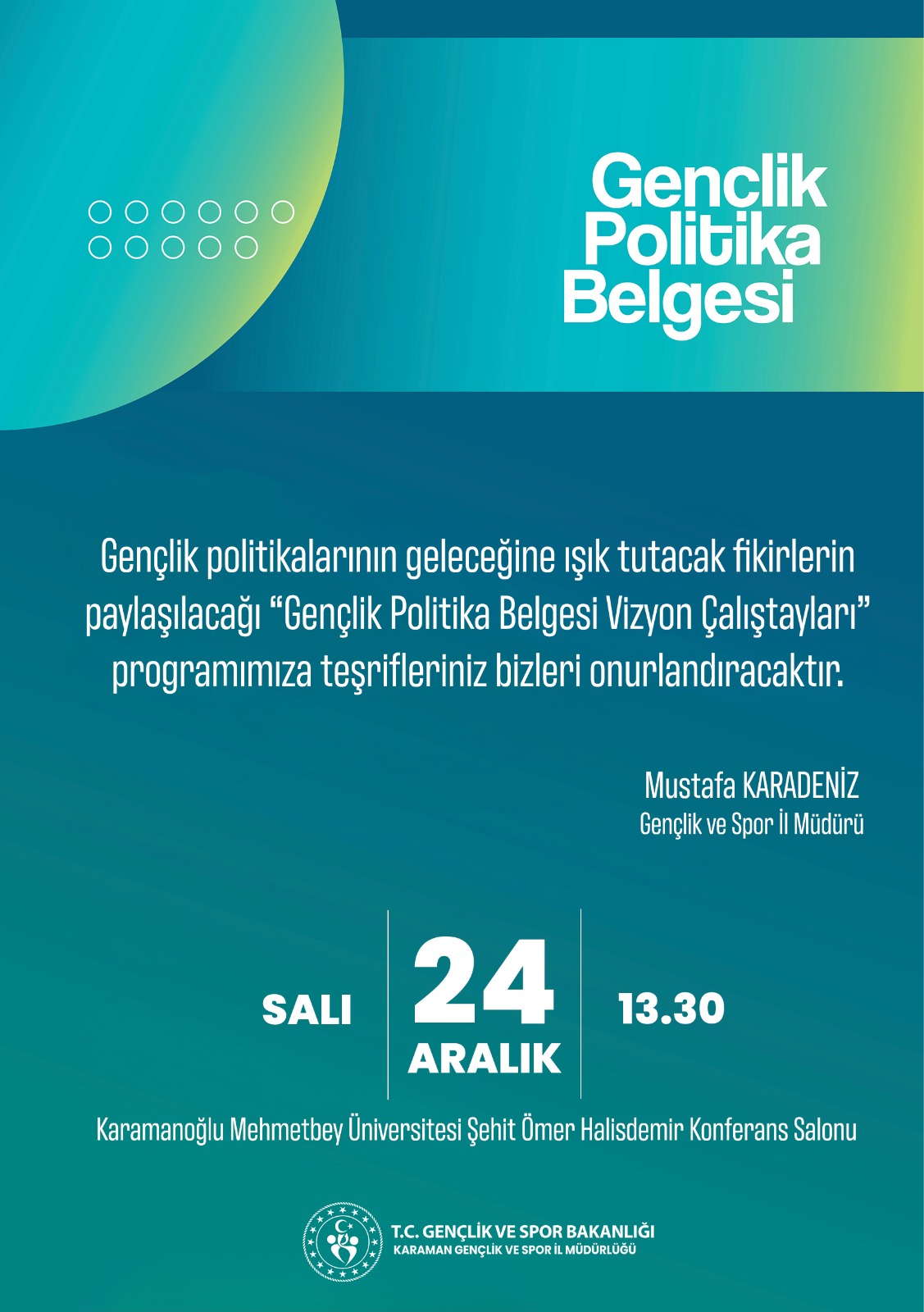 Karaman'daki gençler çalıştayda buluşuyor