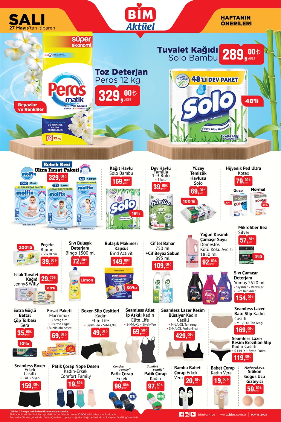 BİM’de Solo, Peros ve Yumaş Ürünlerine İndirim Geliyor! BİM 27 Mayıs Aktüel Kataloğu!