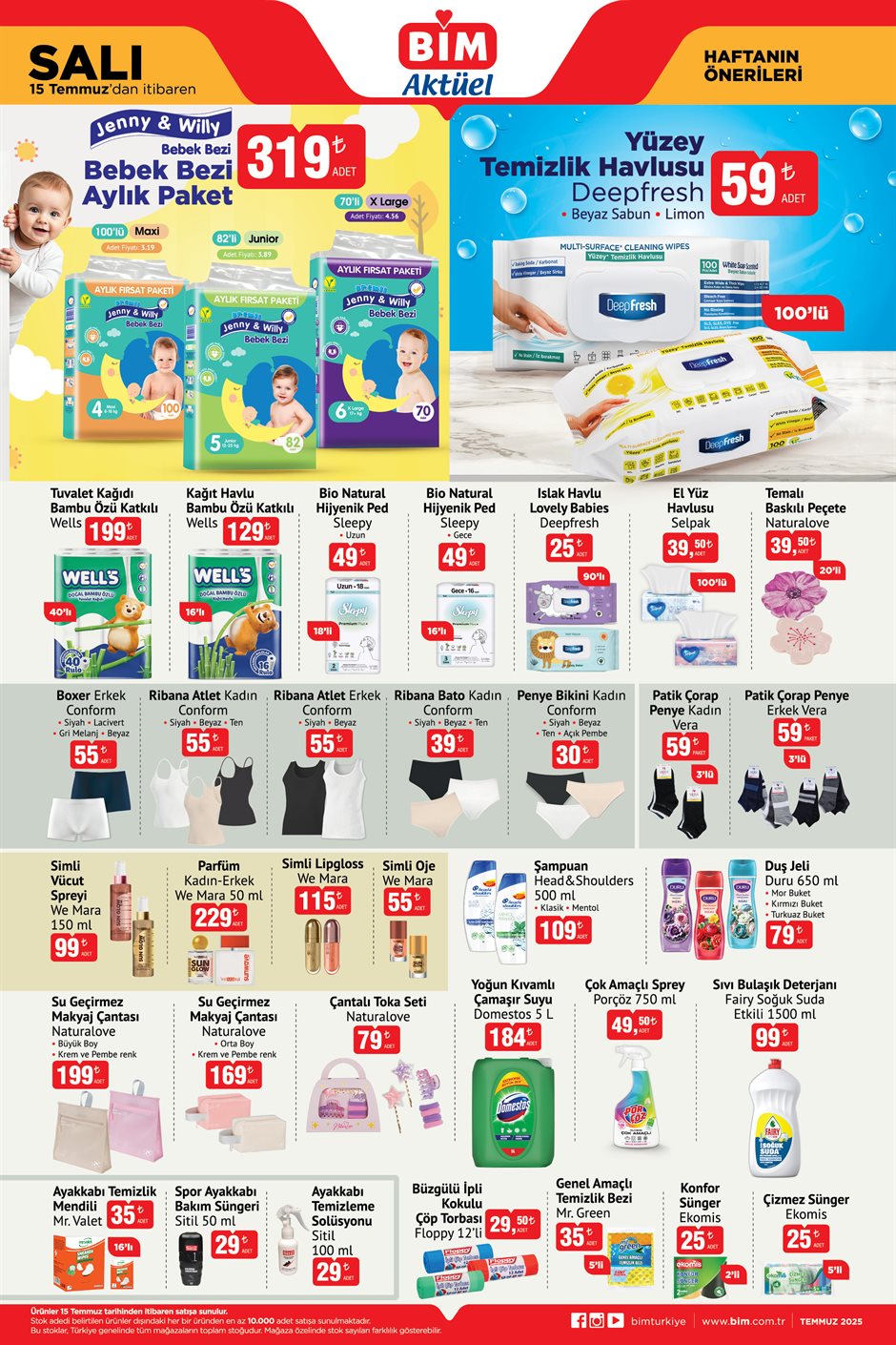 BİM’de Porçöz, Çamaşır Suyu ve Bulaşık Deterjanına İndirim Geliyor! BİM 15 Temmuz Aktüel Kataloğu!