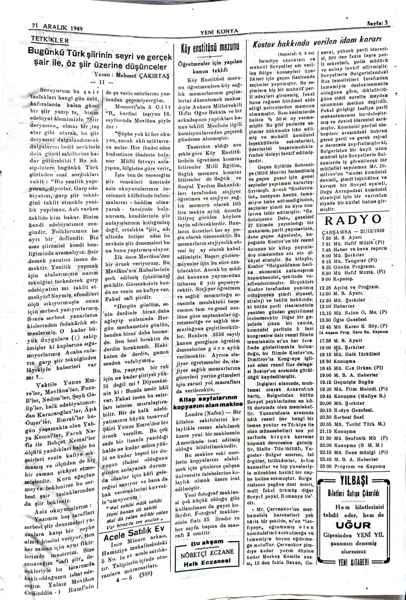 21 Aralık 1949 - Geçmiş zaman olur ki-3