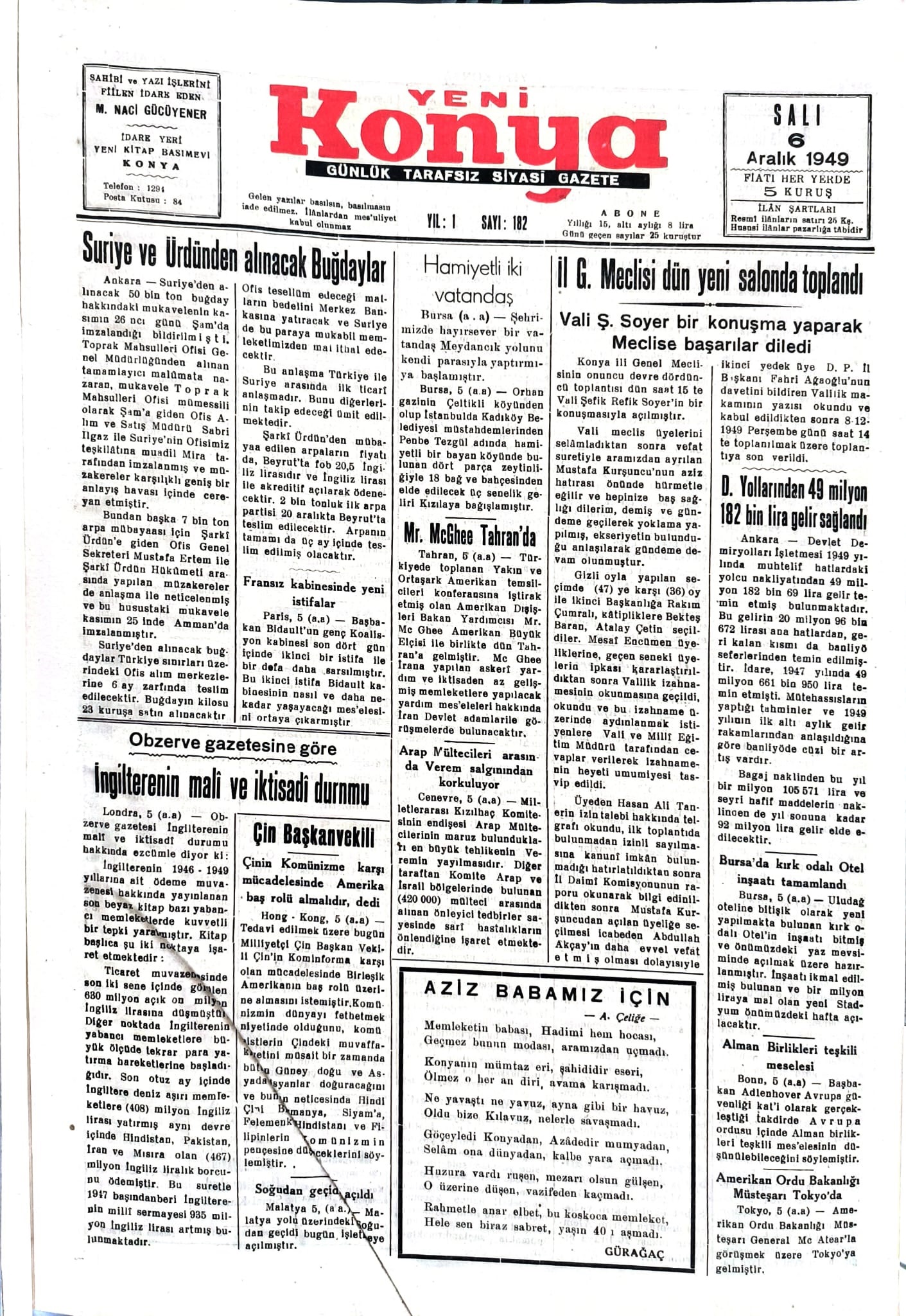 6 Aralık 1949 - Geçmiş zaman olur ki-1