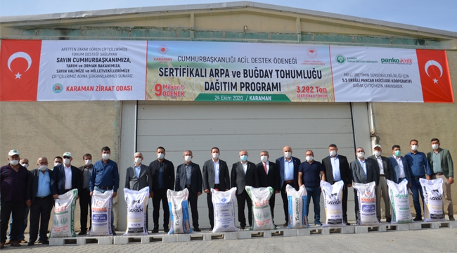 Karaman'da çiftçilere sertifikalı tohum dağıtıldı