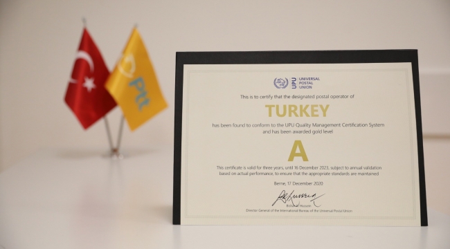 PTT’ye “A Kalite” Hizmet Ödülü