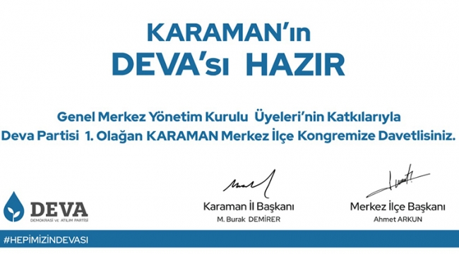 Deva Partisi&#039;nin Merkez İlçe Kongresi yapılacak