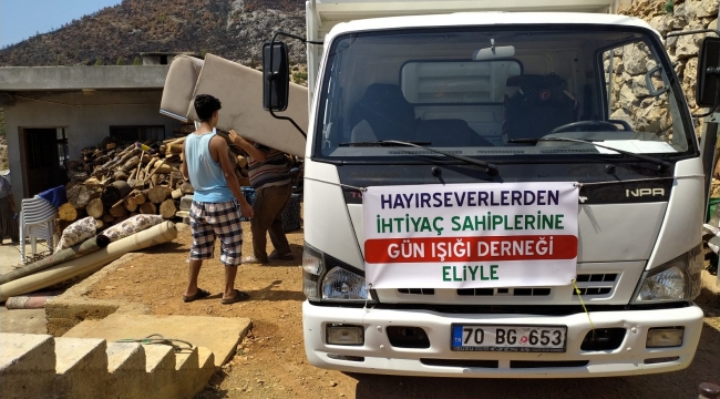 Yangın mağduru ailenin yaralarını sardılar