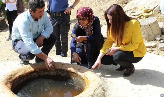 Kaymakam Gür, köylülerle pekmez kaynattı