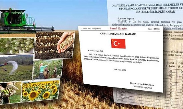 Tarımsal destekler belli oldu