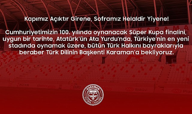 Karaman FK&#039;dan Süper Kupa paylaşımı!