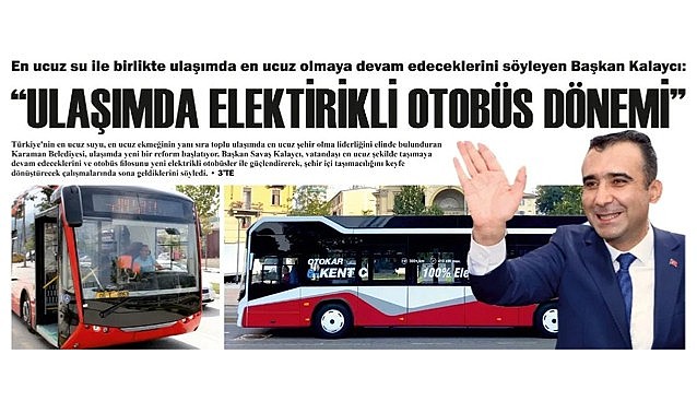 Karaman ulaşımında elektrikli otobüs dönemi