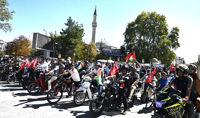 Karaman'da motorlar Filistin için çalıştı