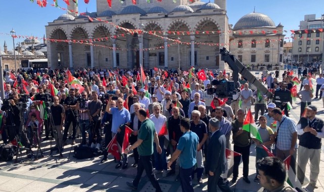 Konya&#039;da İsrail&#039;in Filistin ve Lübnan&#039;a yönelik saldırıları protesto edildi