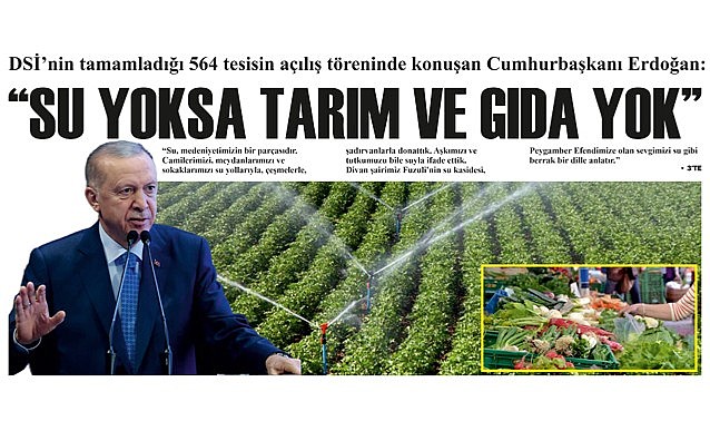 "Su yoksa tarım ve gıda yok"