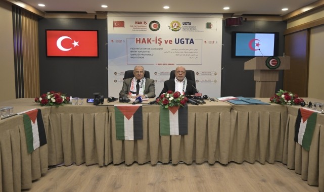 HAK-İŞ ve Cezayir İşçi Sendikaları Konfederasyonu, Filistin&#039;e destek için işbirliği protokolü imzaladı