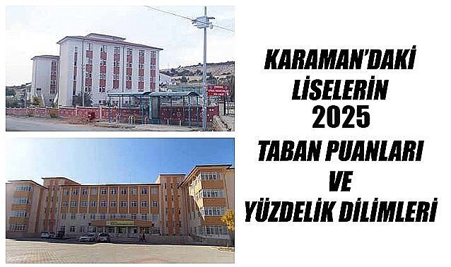 Karaman&#039;daki liselerin 2025 taban puanları ve yüzdelik dilimleri