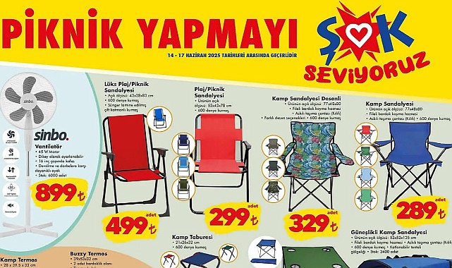 ŞOK’a Kamp Sandalyesi ve Vantilatör Geliyor! ŞOK 14 Haziran Aktüel Kataloğu! 