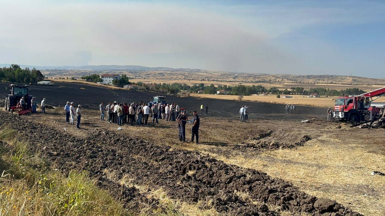 Çankırı&#039;da çıkan yangında 100 dekar ekili arazi zarar gördü, çok sayıda hayvan öldü