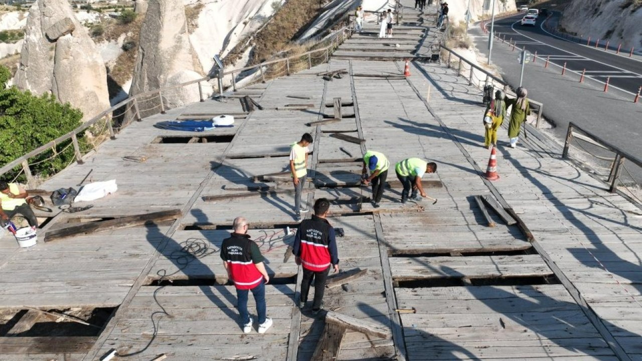 Kapadokya Alan Başkanlığı &quot;Üç Güzeller&quot;deki yürüyüş yolunu yeniliyor