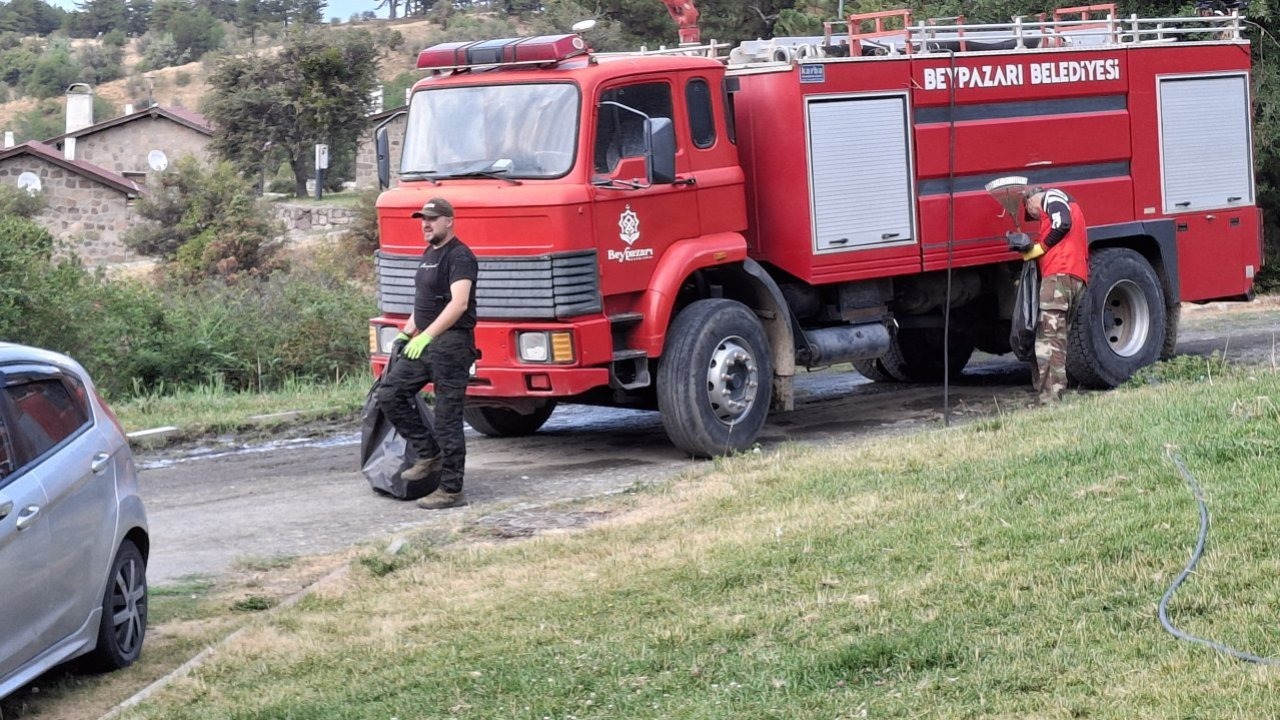 Beypazarı Karagöl Yaylası'nda yangına karşı itfaiye aracı hazır bekletiliyor