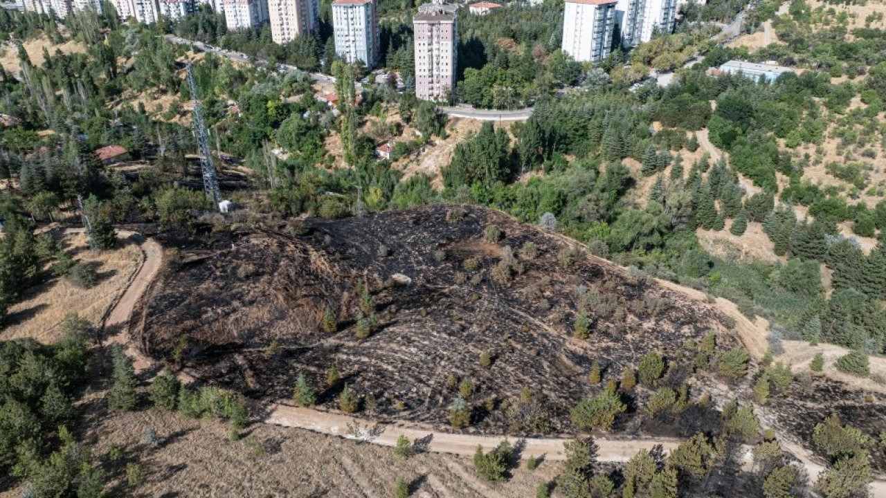 Ankara&#039;da çalılık alanda çıkan yangın söndürüldü