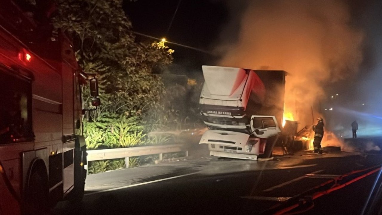 Eskişehir&#039;de seyir halindeki tırda çıkan yangın söndürüldü