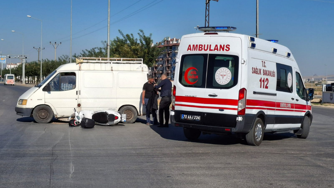 Karaman’da motosiklet ile kamyonet çarpıştı