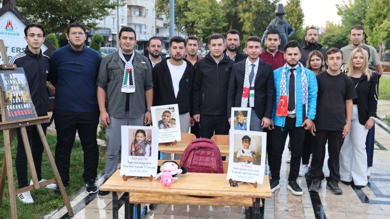 Nevşehir'de AK Parti'li gençler okulların açıldığı gün Gazze'de öldürülen çocukları unutmadı