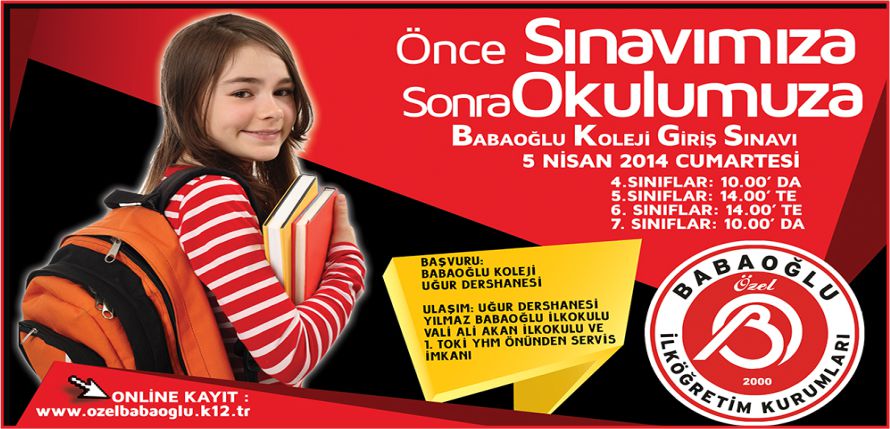 BABAOĞLU KOLEJİ SINAVLA ÖĞRENCİ ALACAK