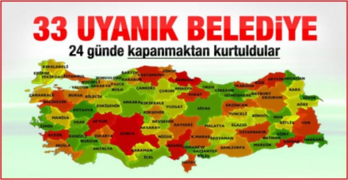 KAPANACAK 33 BELEDİYE 24 GÜNDE KURTULDU
