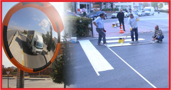 BELEDİYEDEN KAVŞAKLARA AYNALI ÖNLEM