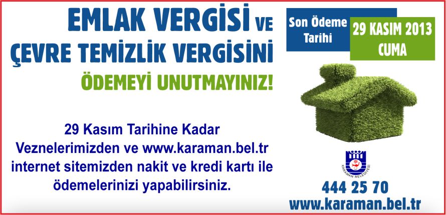 EMLAK VERGİSİNDE SON GÜN 29 KASIM