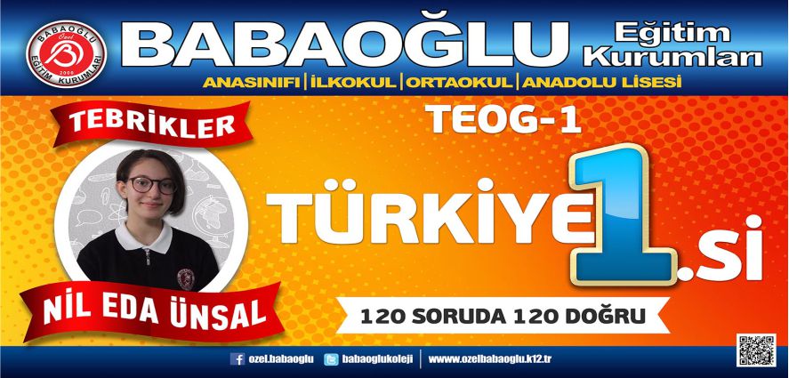 TÜRKİYE 1. Sİ BABAOĞLU KOLEJİNDEN