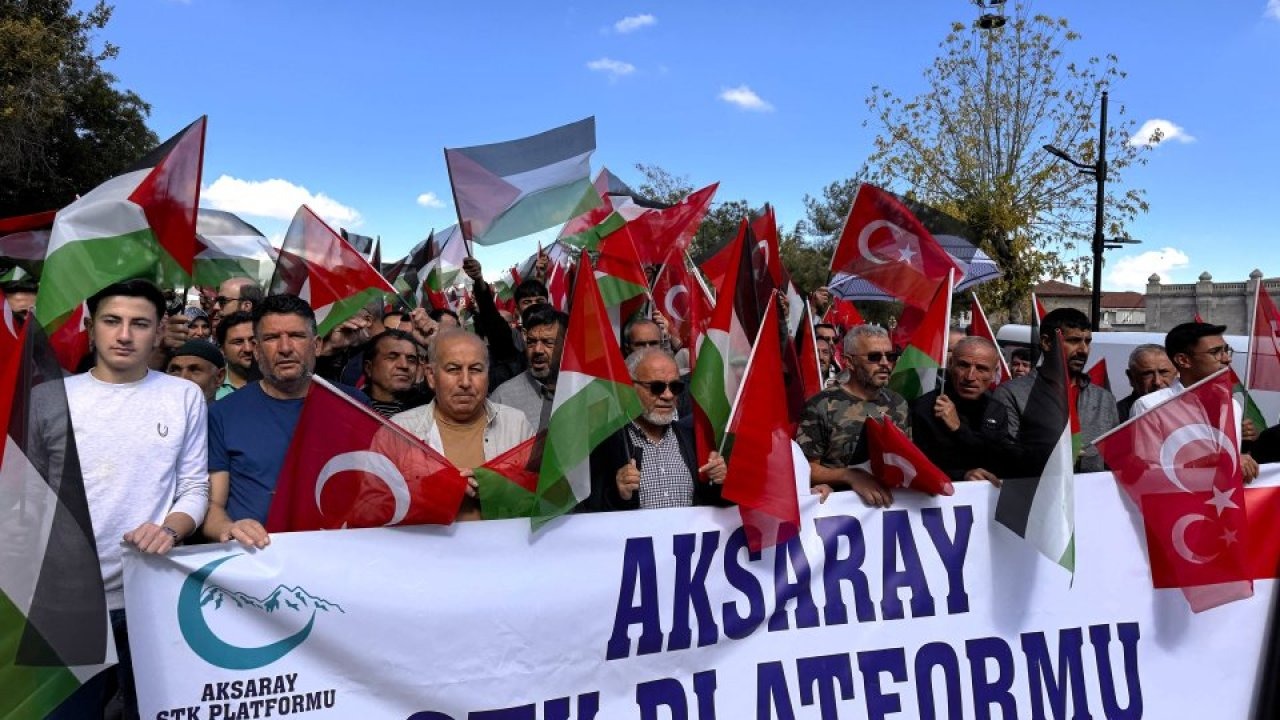 Aksaray&#039;da Gazze&#039;ye destek yürüyüşü düzenlendi