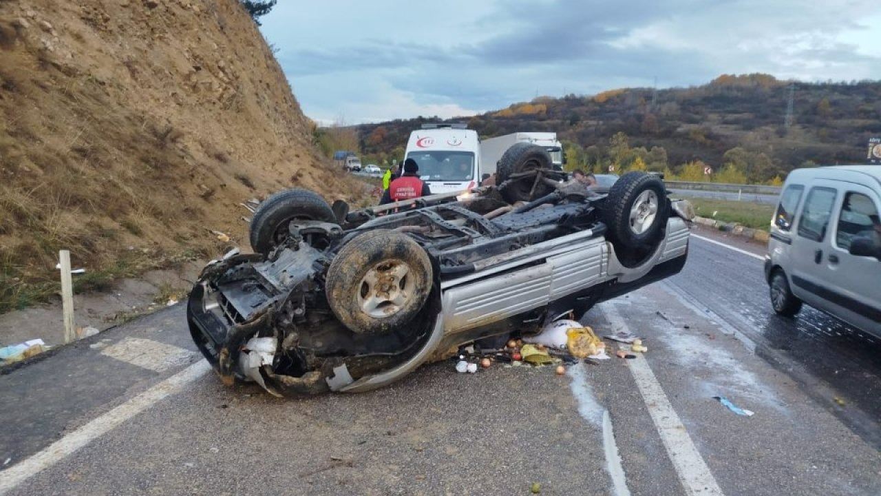 Çankırı&#039;da devrilen pikabın sürücüsü yaralandı