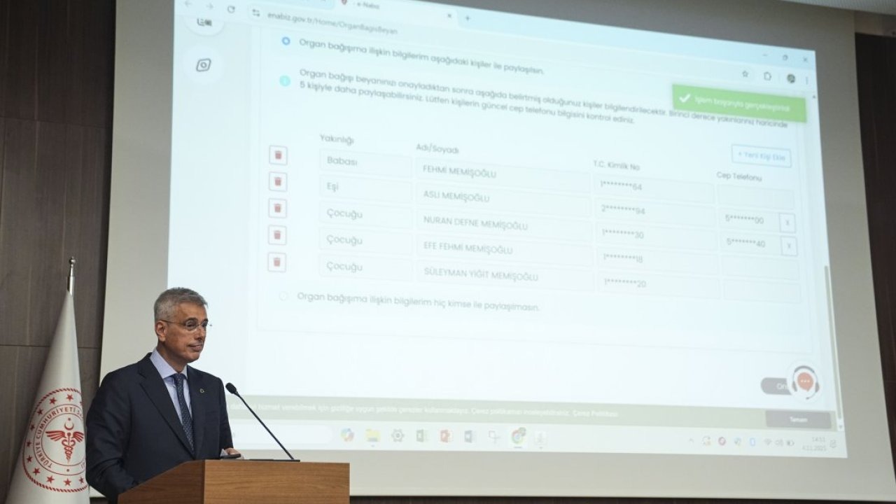 Sağlık Bakanı Memişoğlu, e-Nabız&#039;dan organlarını bağışladı: