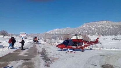 Konya'da hava ambulansı kalp krizi geçiren hasta için havalandı