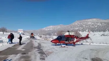 Konya'da hava ambulansı kalp krizi geçiren hasta için havalandı