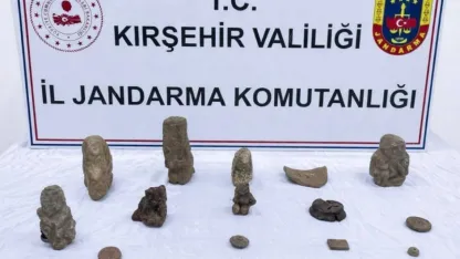 Kırşehir'de tarihi eser olduğu değerlendirilen 14 obje ele geçirildi