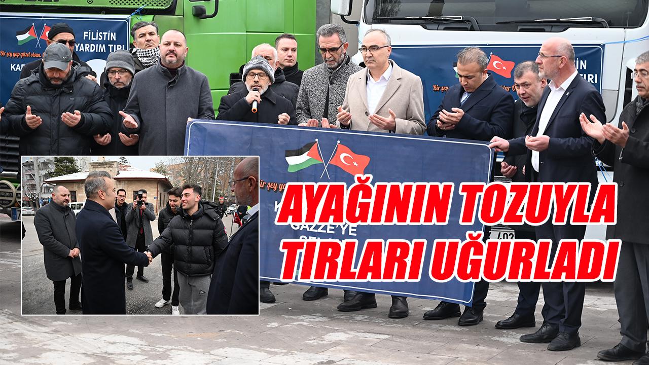 Ayağının tozuyla tırları uğurladı