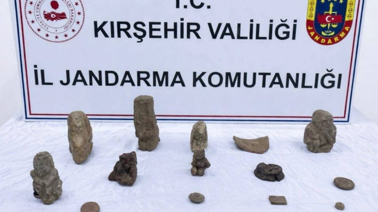 Kırşehir'de tarihi eser olduğu değerlendirilen 14 obje ele geçirildi