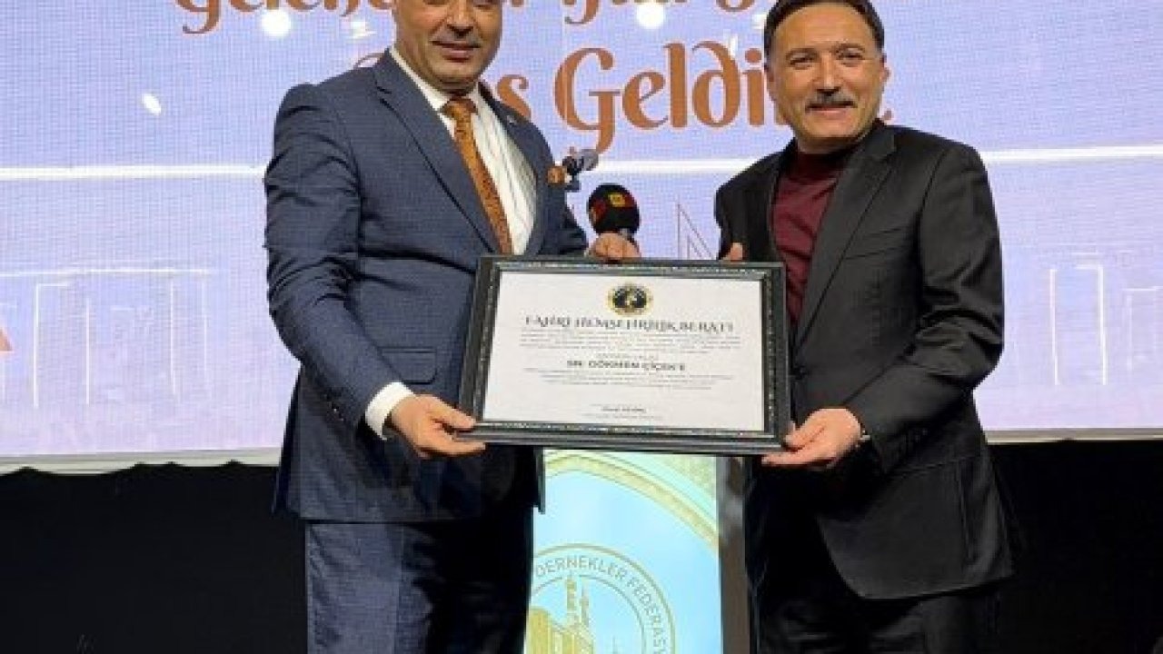 Akıncılar Belediye Başkanı Sevinç'ten Kayseri Valisi Çiçek'e fahri hemşehrilik beratı