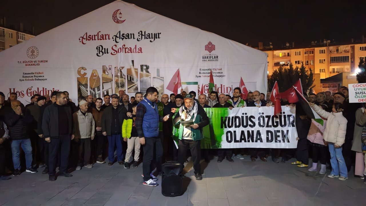 İsrail'in Mescid-i Aksa'yı ibadete kapatması ve Gazze'ye saldırıları Çankırı'da protesto edildi