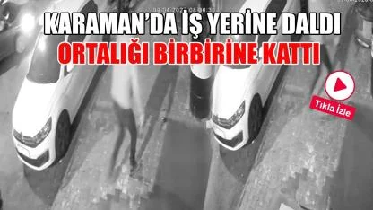 Karaman'da iş yerine daldı ortalığı birbirine kattı